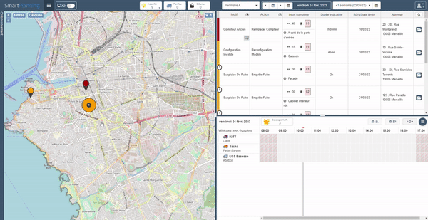 Réprésentation de la fonction: Utilitaire d'affichage des interventions regroupées afin d'obtenir plus d'informations depuis la carte